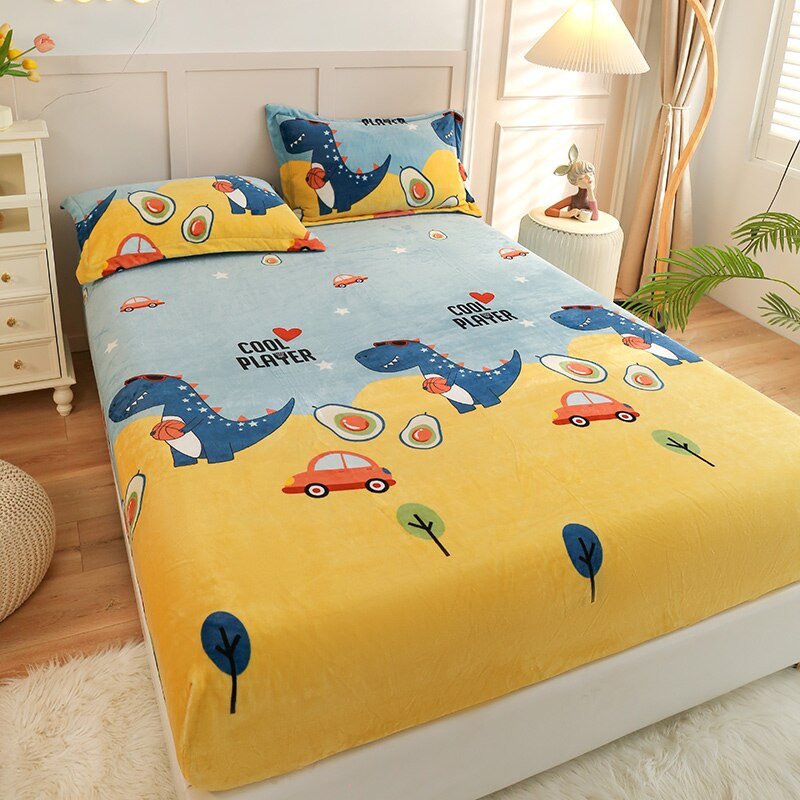 Missdeer Warm Cartoon Style Velvet Fitted Sheet - Casatrail.com