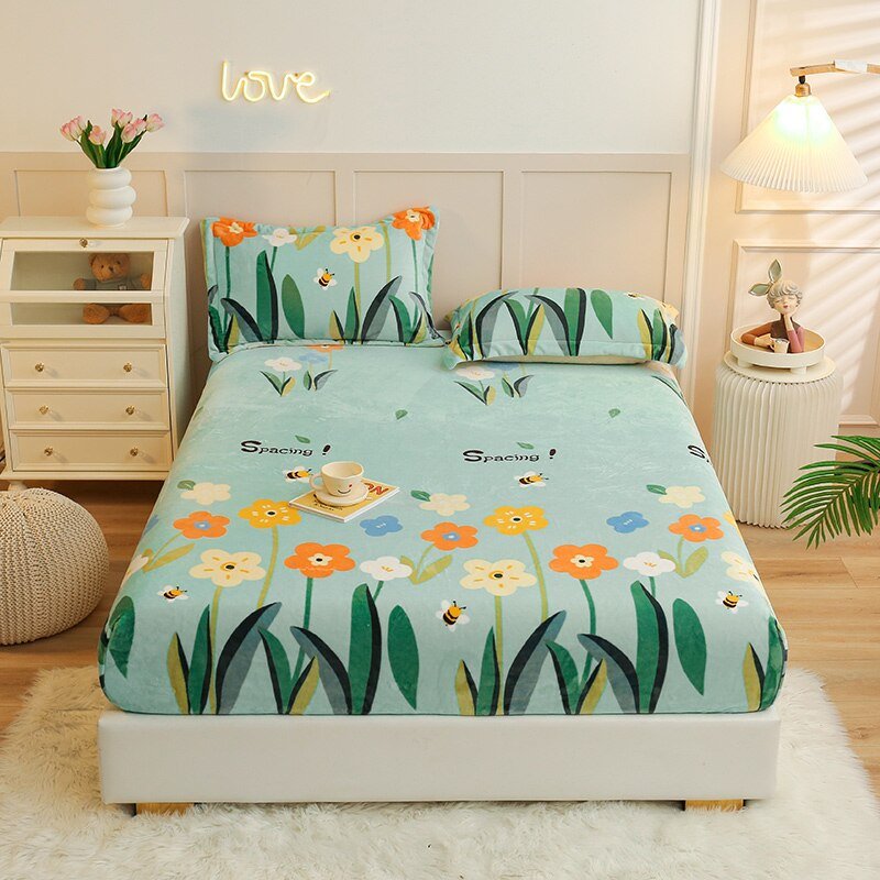 Missdeer Warm Cartoon Style Velvet Fitted Sheet - Casatrail.com