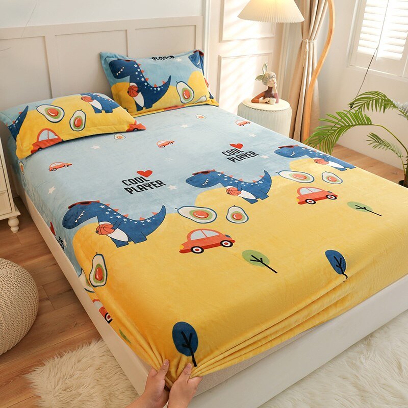 Missdeer Warm Cartoon Style Velvet Fitted Sheet - Casatrail.com