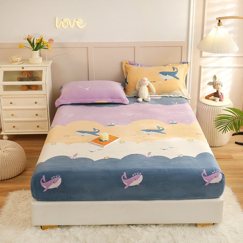 Missdeer Warm Cartoon Style Velvet Fitted Sheet - Casatrail.com