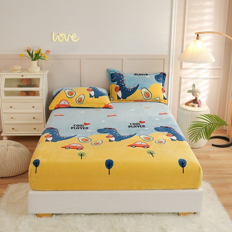 Missdeer Warm Cartoon Style Velvet Fitted Sheet - Casatrail.com