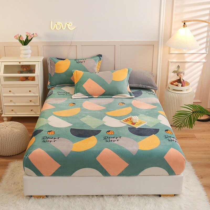 Missdeer Warm Cartoon Style Velvet Fitted Sheet - Casatrail.com