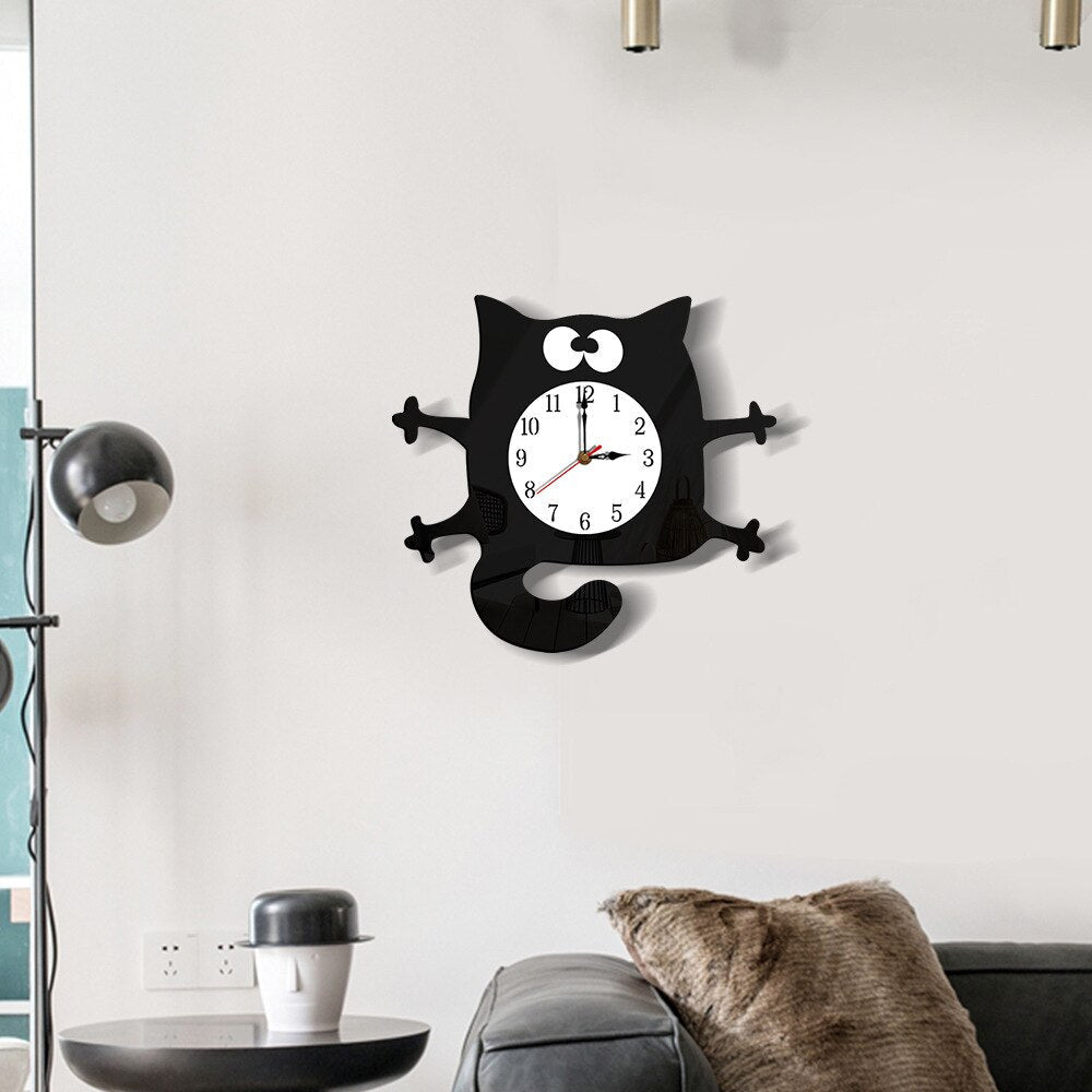 Modern 3D Acrylic Cat Wall Clock - Casatrail.com