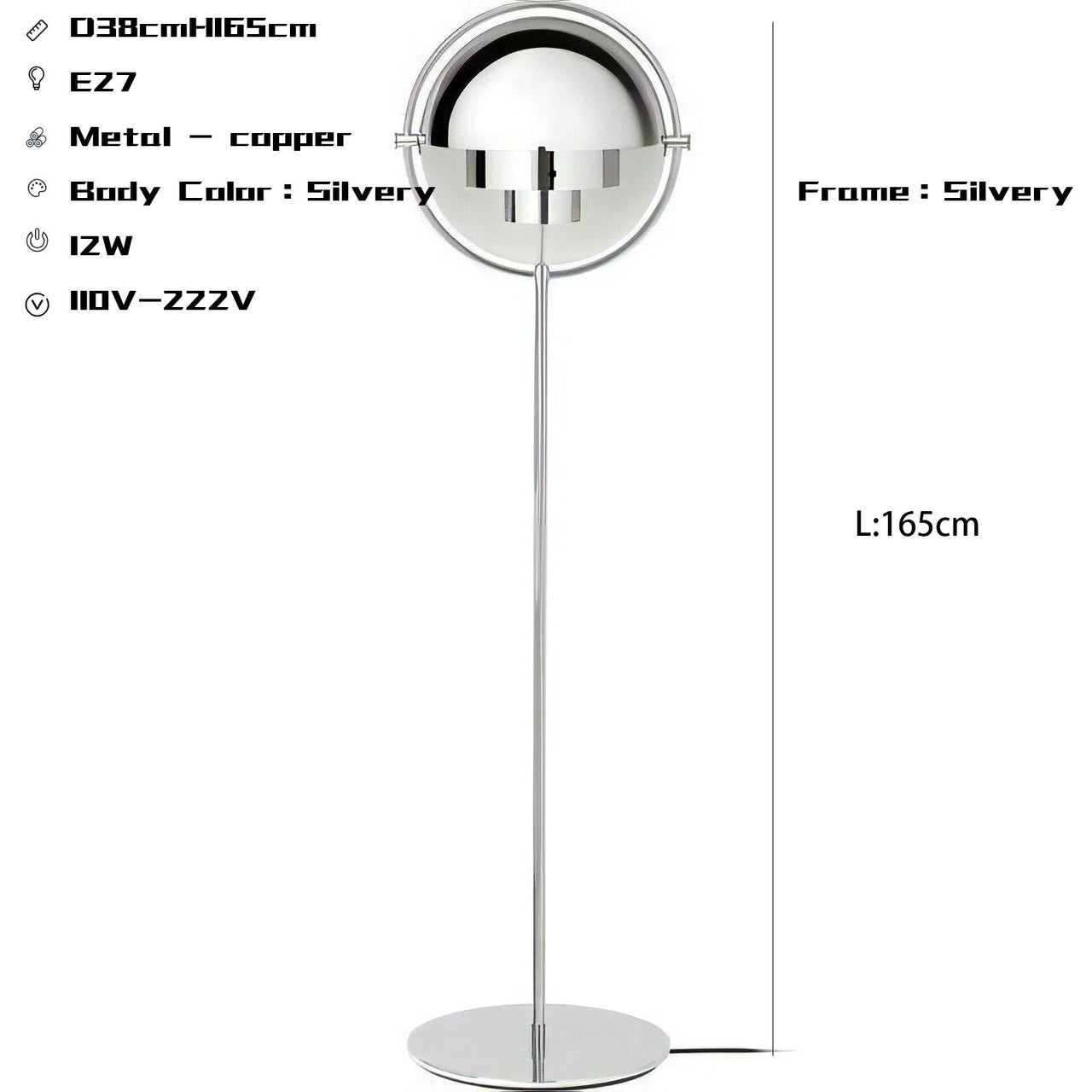 Modern Copper Floor Lamp with E27 Bulb - Casatrail.com