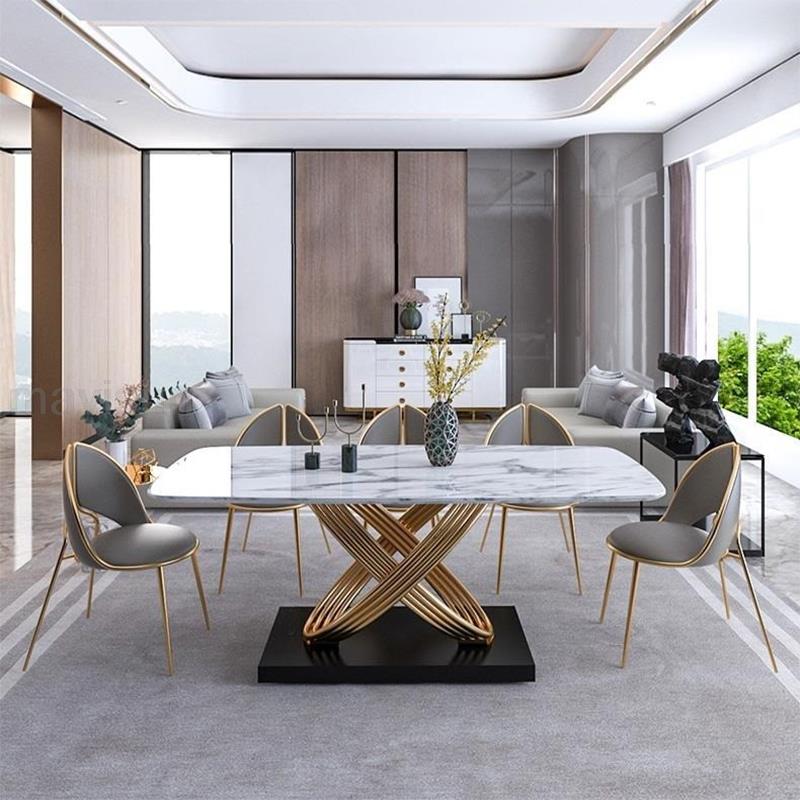 Modern Dining Table with Stainless Steel Finish - Casatrail.com