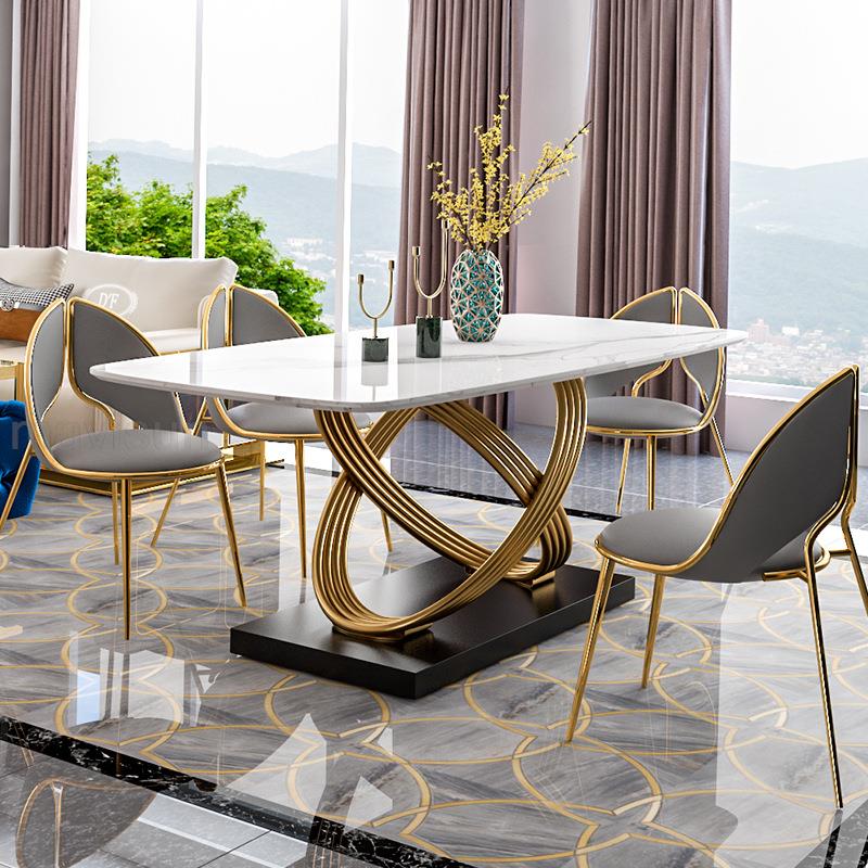 Modern Dining Table with Stainless Steel Finish - Casatrail.com