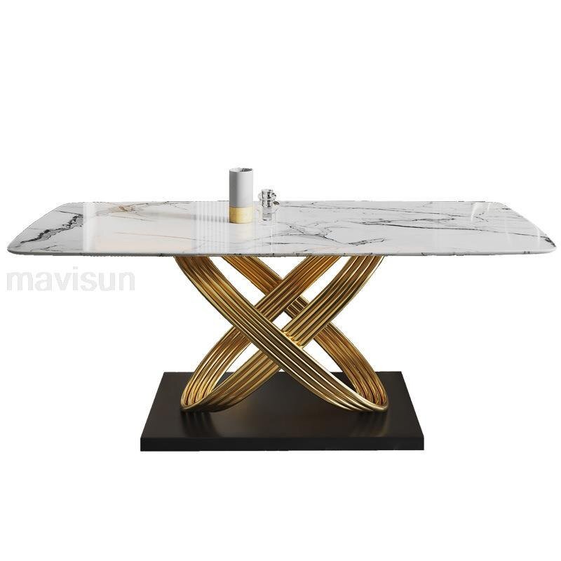 Modern Dining Table with Stainless Steel Finish - Casatrail.com