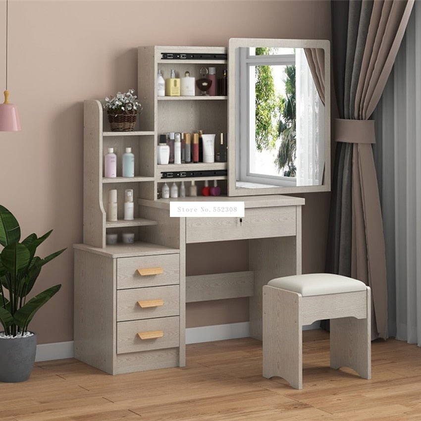 Modern Dresser with Mirror and Lock Stool - Casatrail.com