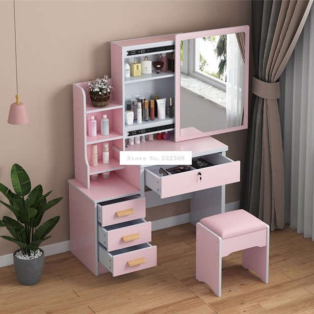 Modern Dresser with Mirror and Lock Stool - Casatrail.com