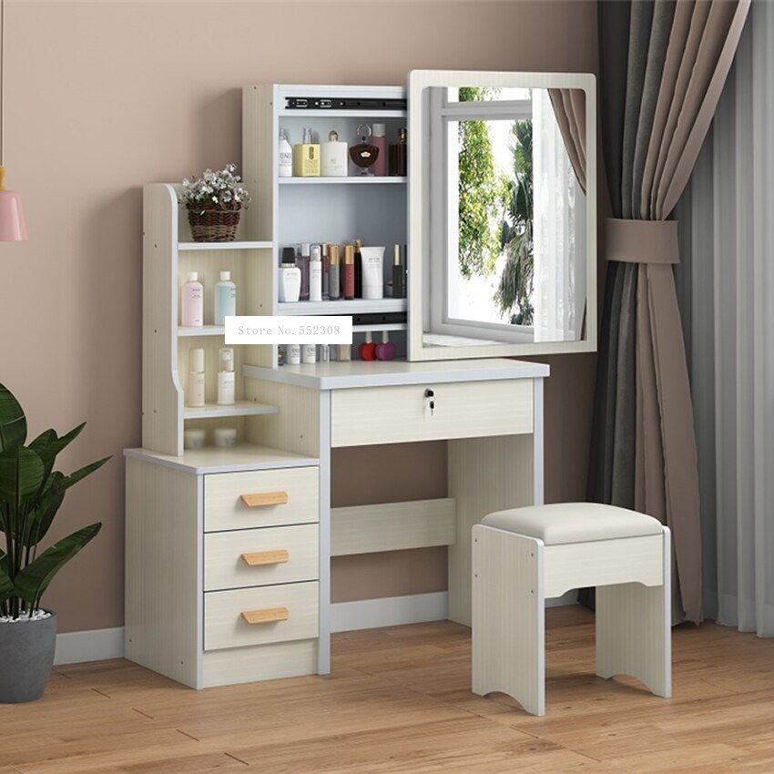 Modern Dresser with Mirror and Lock Stool - Casatrail.com