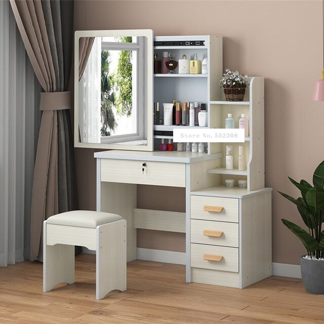 Modern Dresser with Mirror and Lock Stool - Casatrail.com