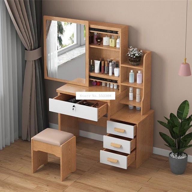 Modern Dresser with Mirror and Lock Stool - Casatrail.com