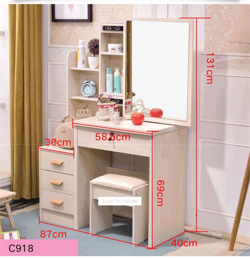 Modern Dresser with Mirror and Lock Stool - Casatrail.com