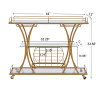 Thumbnail for Modern Gold Bar Cart With Wine Rack - Casatrail.com