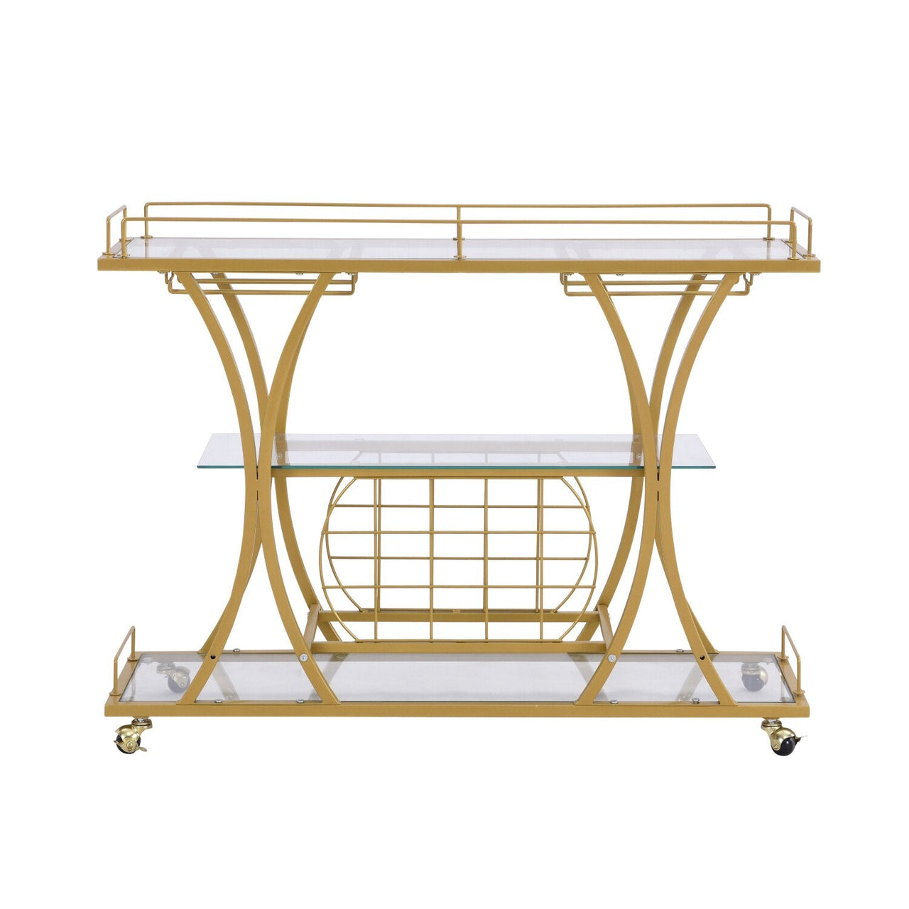 Modern Gold Bar Cart With Wine Rack - Casatrail.com