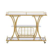 Thumbnail for Modern Gold Bar Cart With Wine Rack - Casatrail.com