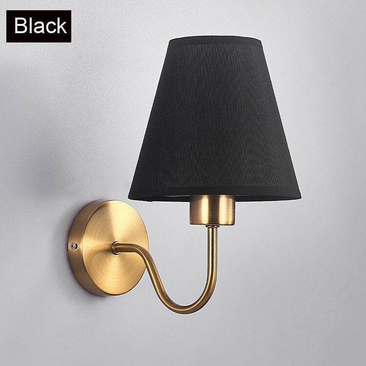 Modern Gold Fabric Bedroom Wall Lamp - Casatrail.com