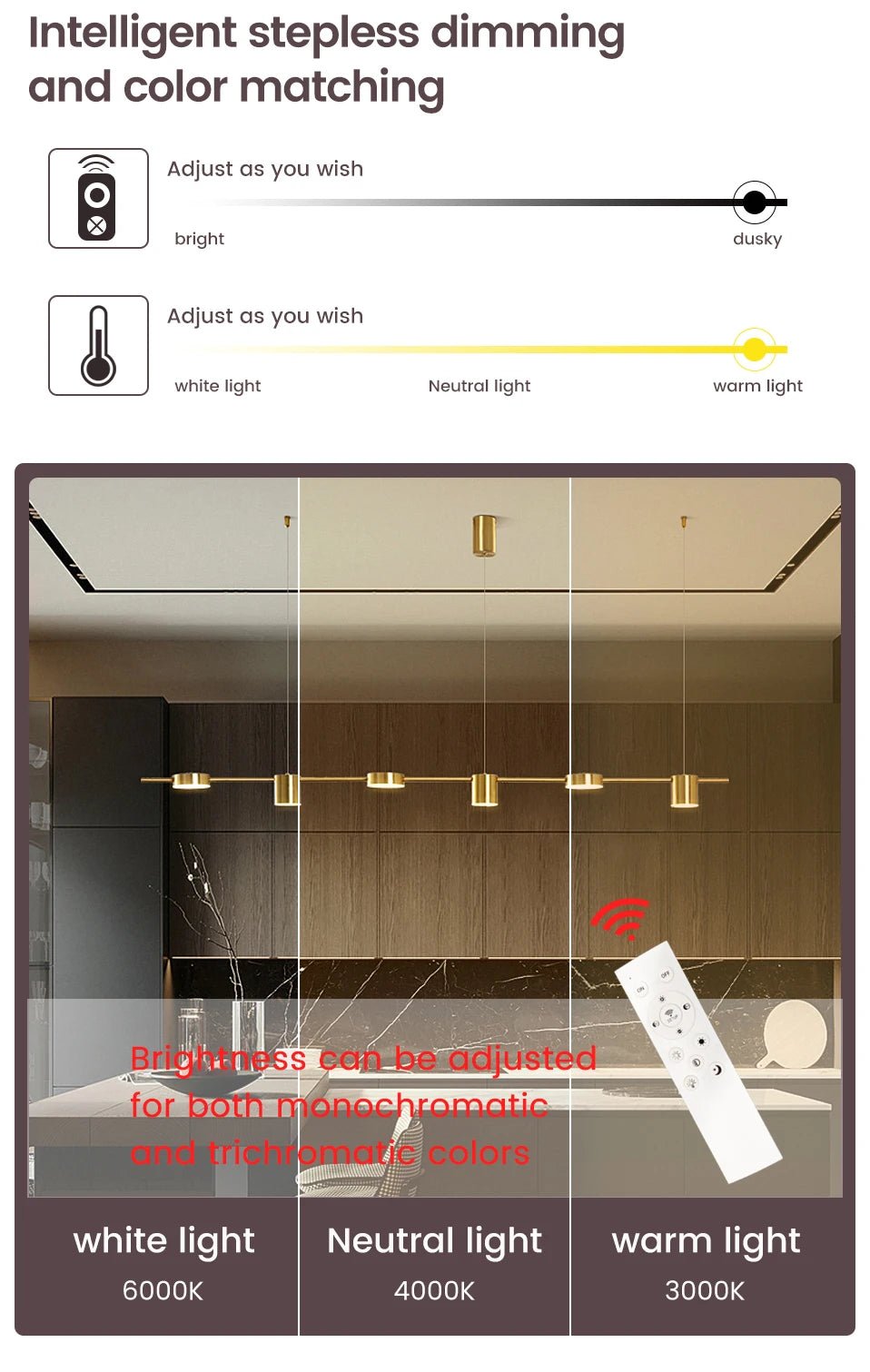 Modern LED Chandelier with Dimmable Indoor Lighting - Casatrail.com