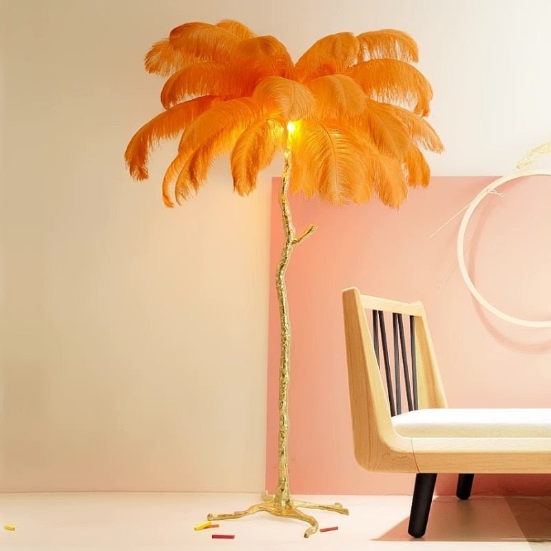 Modern LED Floor Lamp with Ostrich Feather Design - Casatrail.com