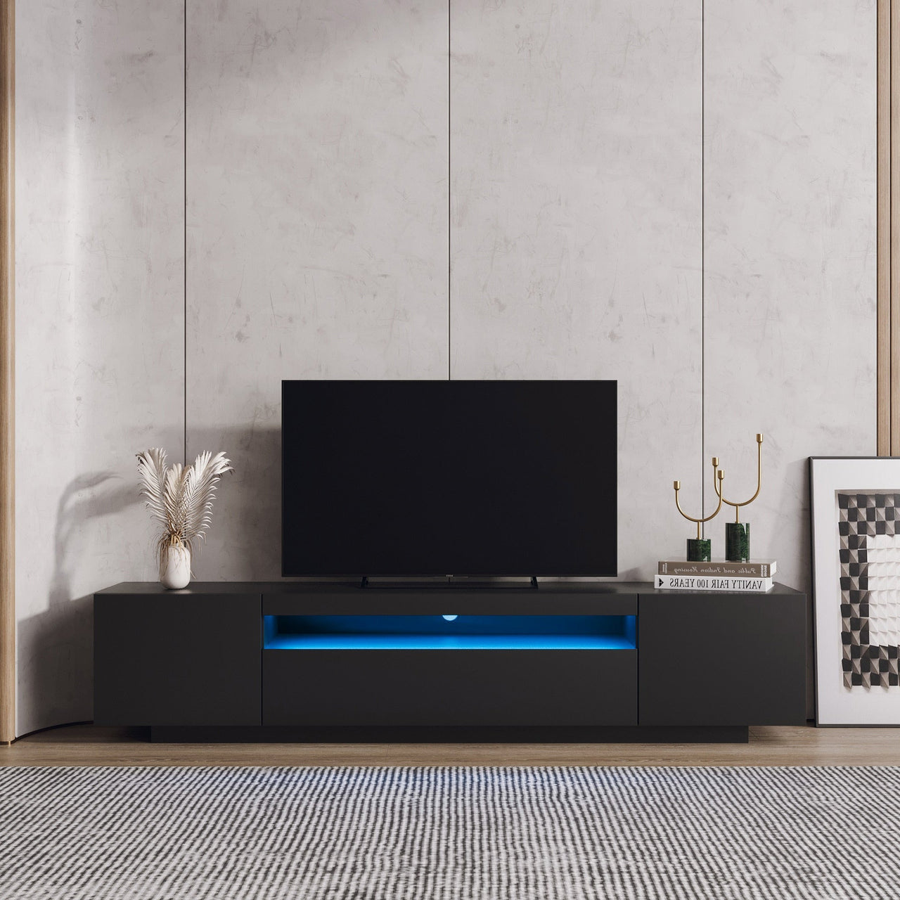 Modern LED TV Cabinet with Lights and Storage Drawers - Casatrail.com