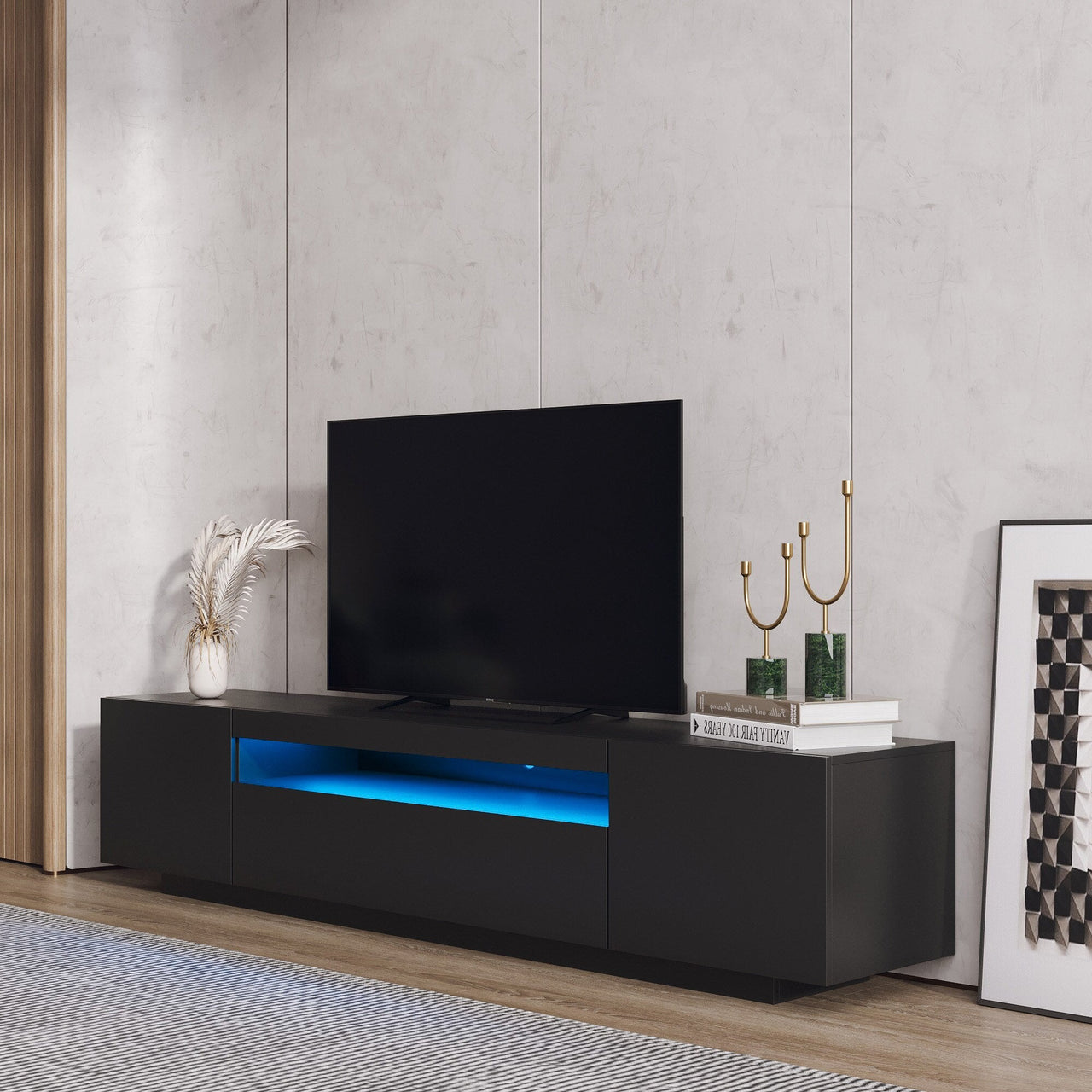 Modern LED TV Cabinet with Lights and Storage Drawers - Casatrail.com