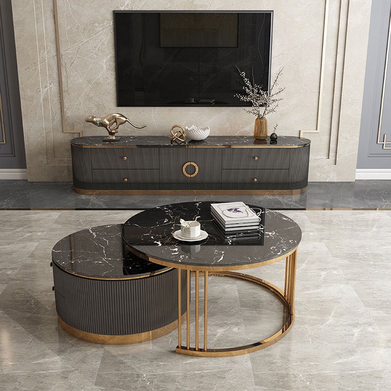 Modern Marble TV Cabinet - Small Coffee Table Combo - Casatrail.com