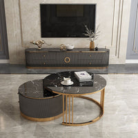 Thumbnail for Modern Marble TV Cabinet - Small Coffee Table Combo - Casatrail.com