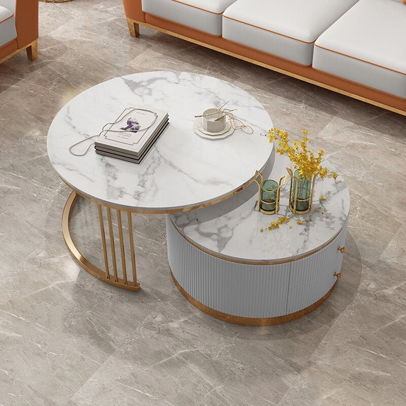 Modern Marble TV Cabinet - Small Coffee Table Combo - Casatrail.com