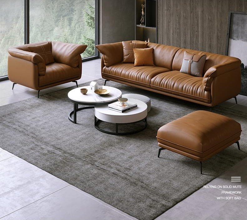 Modern Minimalist Leather Sofa Set - Casatrail.com