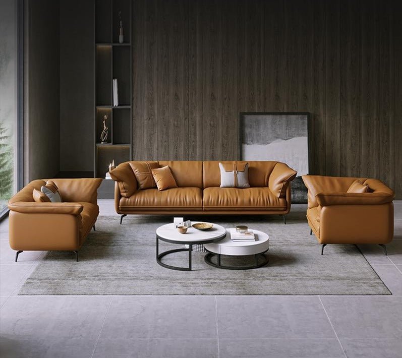 Modern Minimalist Leather Sofa Set - Casatrail.com