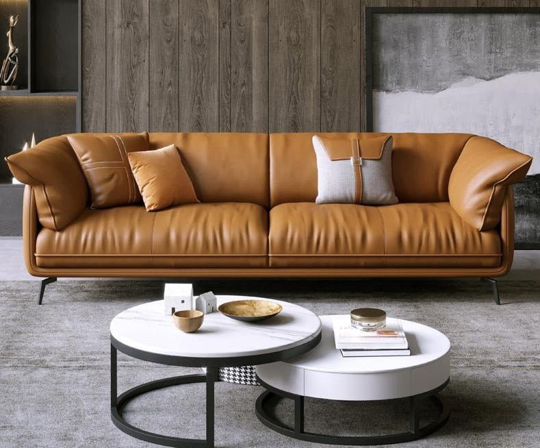 Modern Minimalist Leather Sofa Set - Casatrail.com