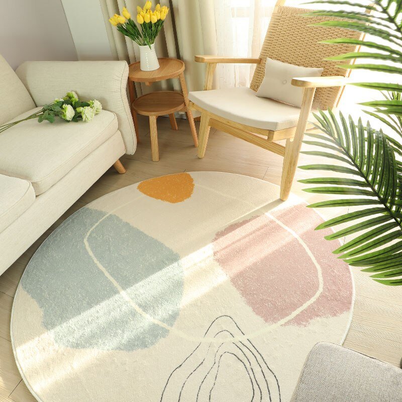 Modern Round Fluffy Living Room Carpet - Casatrail.com