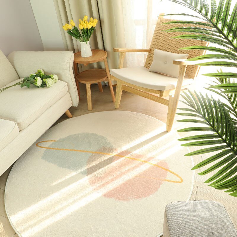 Modern Round Fluffy Living Room Carpet - Casatrail.com