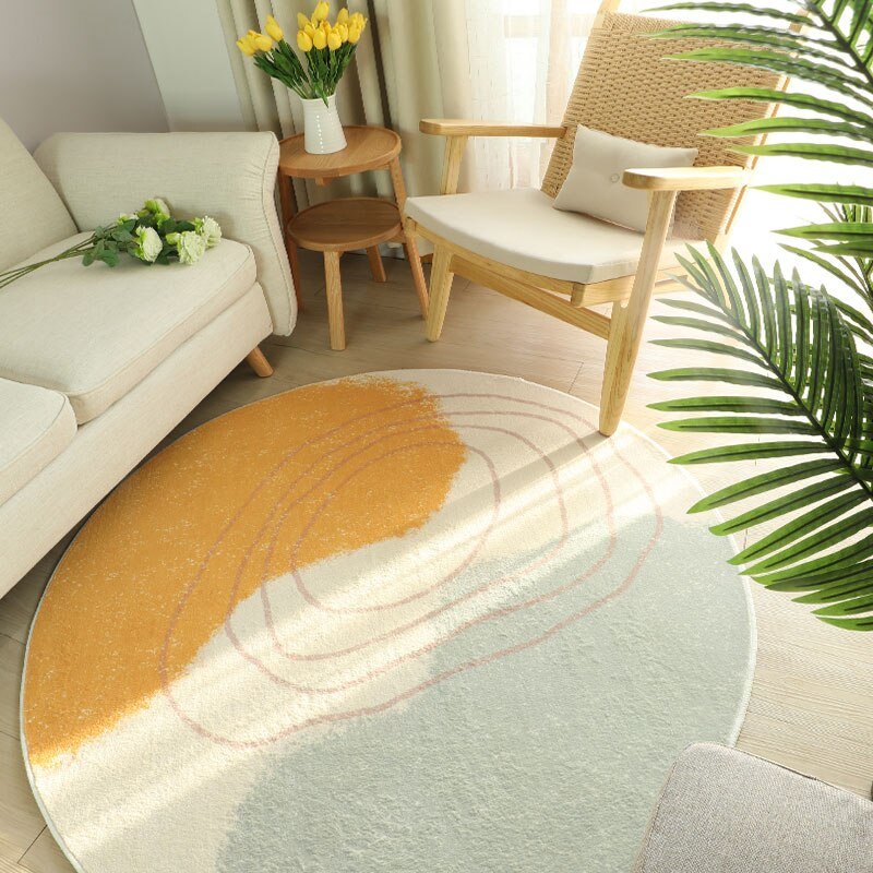 Modern Round Fluffy Living Room Carpet - Casatrail.com