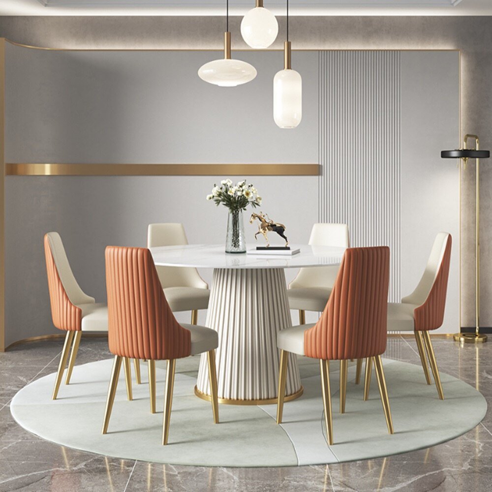 Modern Round Marble Dining Table Set - Casatrail.com