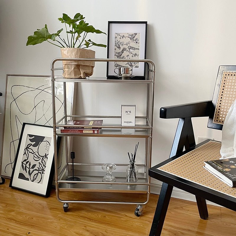 Modern Style Multi - layer Metal Shelf with Removable Pulley - Casatrail.com