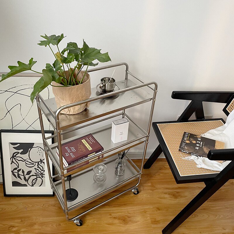 Modern Style Multi - layer Metal Shelf with Removable Pulley - Casatrail.com