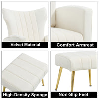 Thumbnail for Modern Velvet Accent Chair with Gold Metal Legs - Casatrail.com