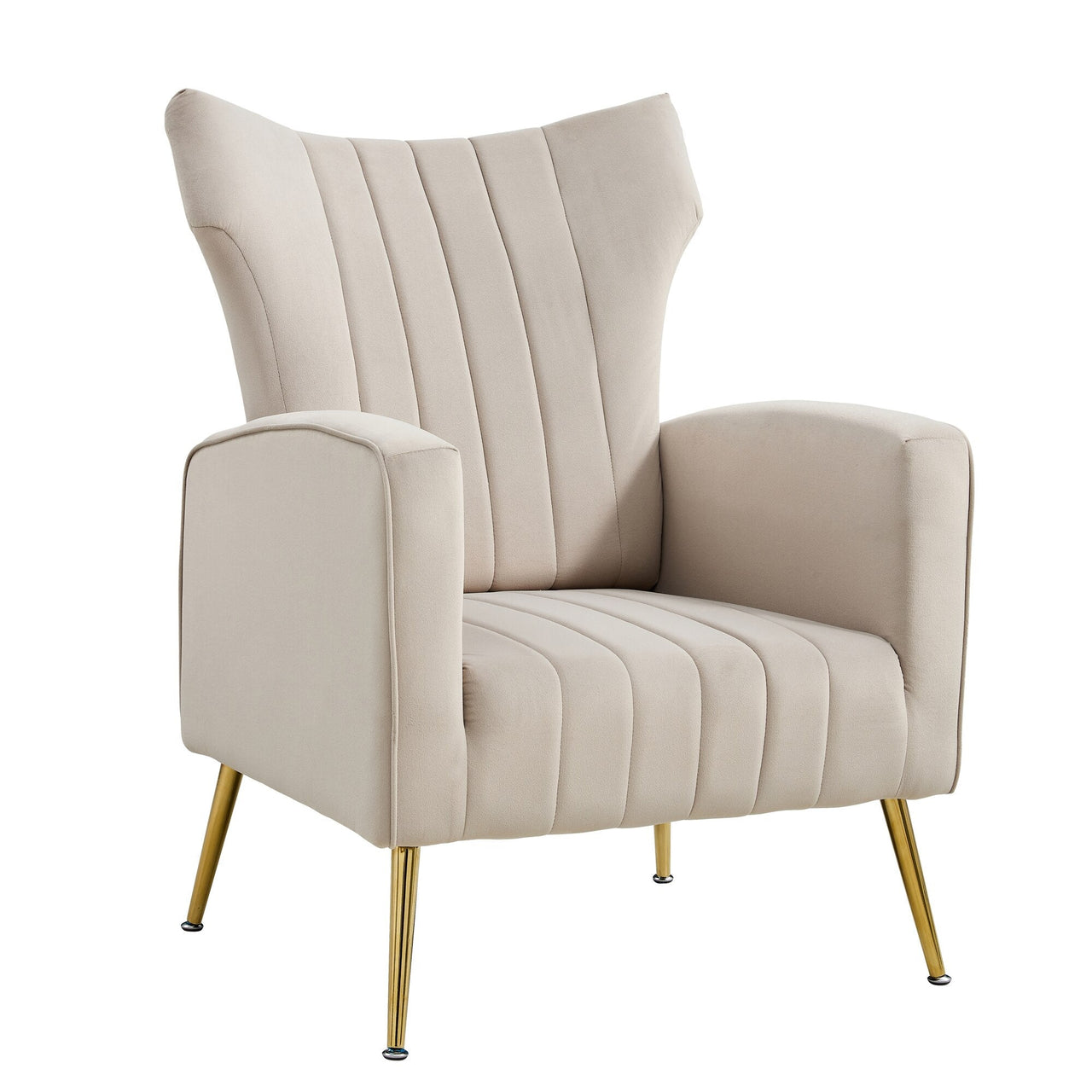 Modern Velvet Accent Chair with Gold Metal Legs - Casatrail.com