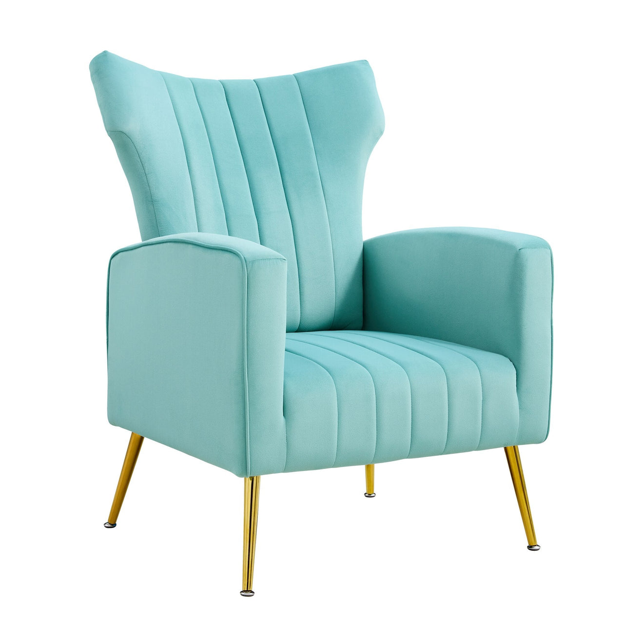 Modern Velvet Accent Chair with Gold Metal Legs - Casatrail.com