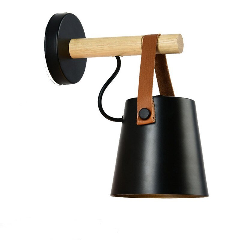 Modern Wall Lamp with Leather and Wood Accents - Casatrail.com