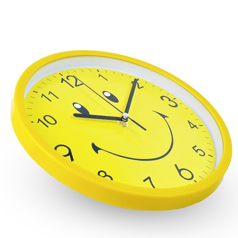 Modern Yellow Smiley Face Wall Clock for Kids Room - Casatrail.com