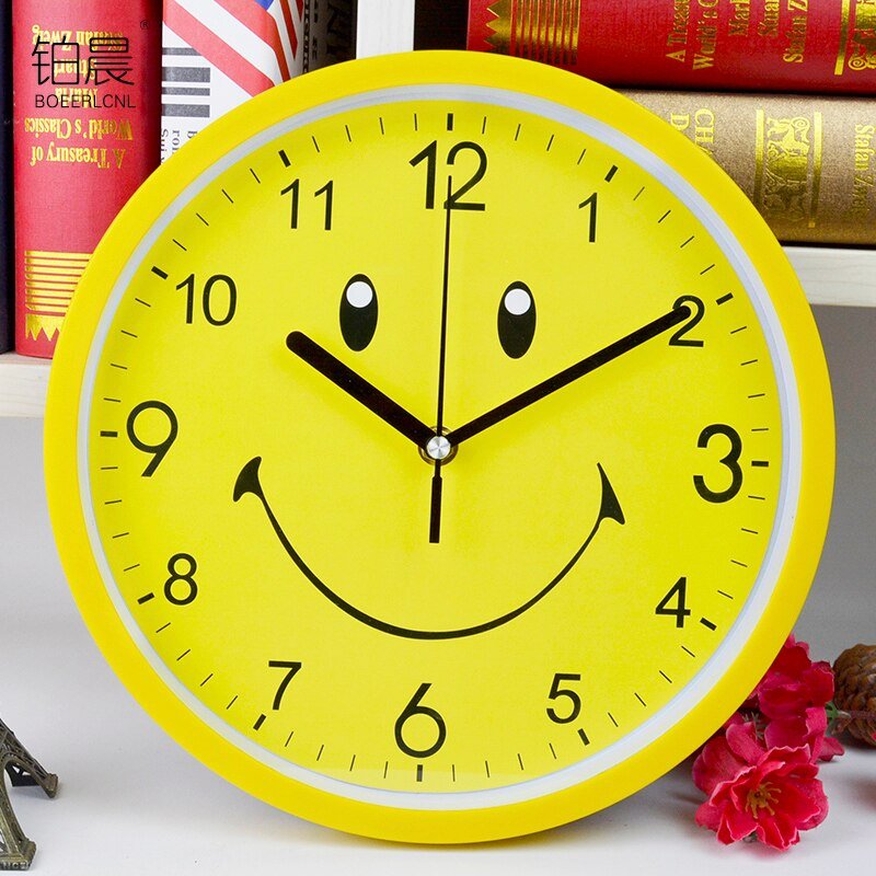 Modern Yellow Smiley Face Wall Clock for Kids Room - Casatrail.com