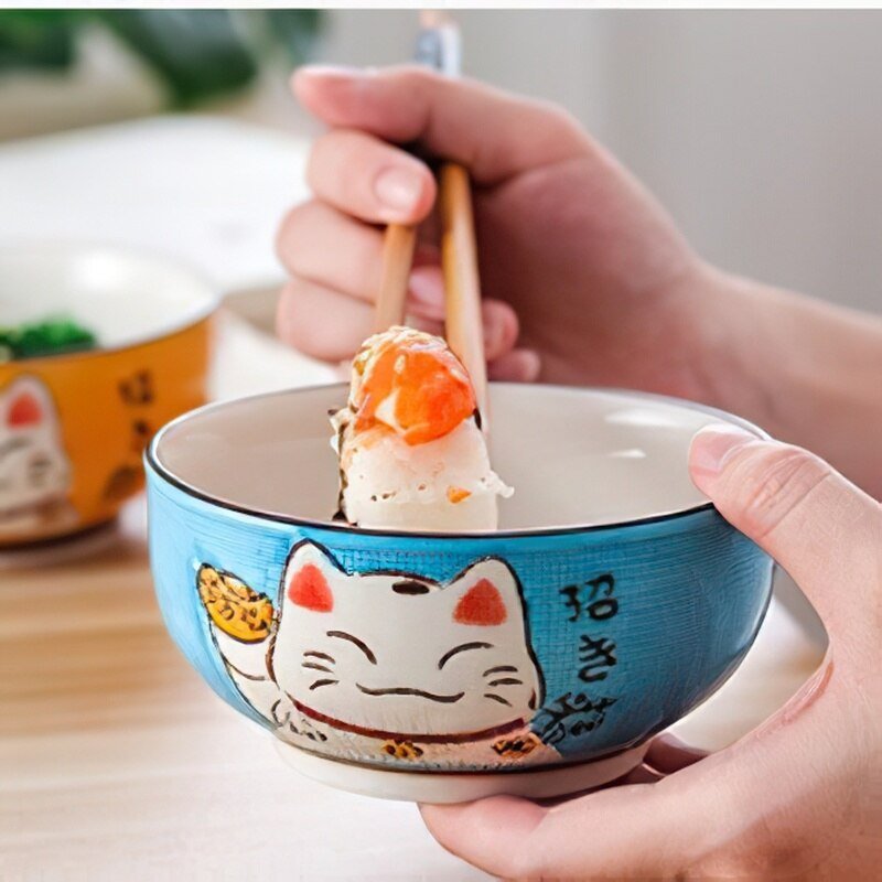 Multi - size Lucky Cat Ceramic Bowl - Casatrail.com