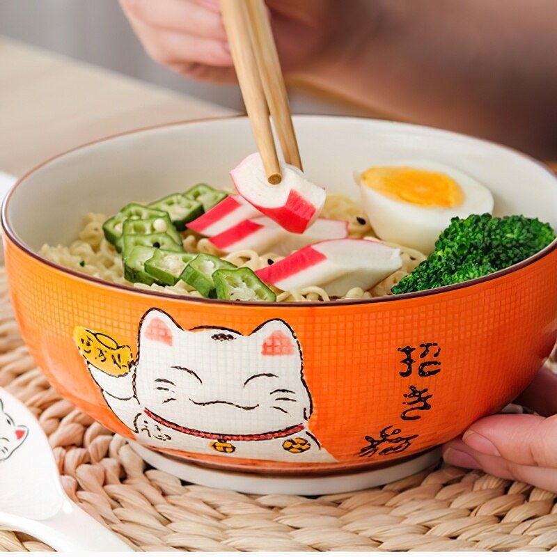 Multi - size Lucky Cat Ceramic Bowl - Casatrail.com