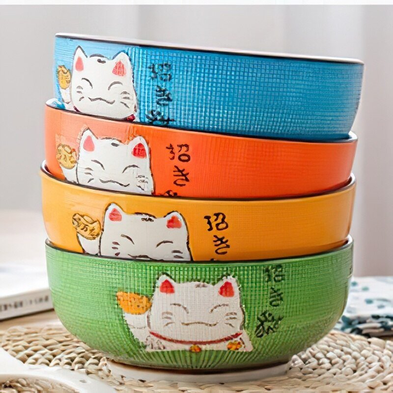 Multi - size Lucky Cat Ceramic Bowl - Casatrail.com