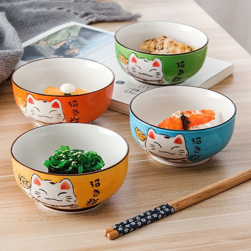 Multi - size Lucky Cat Ceramic Bowl - Casatrail.com