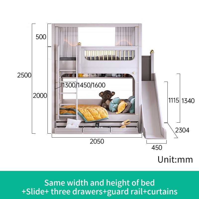 Multifunctional Kid Bunk Bed With Safety Fence - Casatrail.com