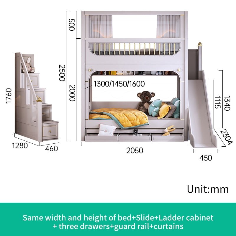 Multifunctional Kid Bunk Bed With Safety Fence - Casatrail.com