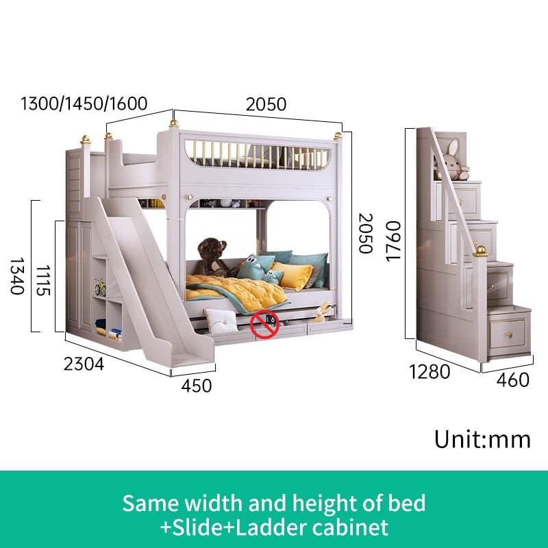 Multifunctional Kid Bunk Bed With Safety Fence - Casatrail.com